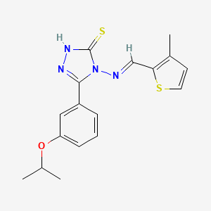 molecular formula C17H18N4OS2 B12018173 5-(3-Isopropoxyphenyl)-4-{[(E)-(3-methyl-2-thienyl)methylidene]amino}-4H-1,2,4-triazol-3-YL hydrosulfide 