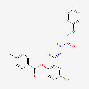 molecular formula C23H19BrN2O4 B12018200 4-Bromo-2-(2-(phenoxyacetyl)carbohydrazonoyl)phenyl 4-methylbenzoate CAS No. 765911-30-6