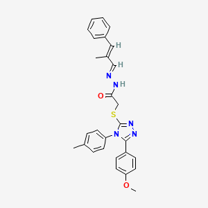 2-{[5-(4-methoxyphenyl)-4-(4-methylphenyl)-4H-1,2,4-triazol-3-yl]sulfanyl}-N'-[(1E,2E)-2-methyl-3-phenylprop-2-en-1-ylidene]acetohydrazide