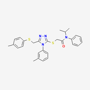 molecular formula C28H30N4OS2 B12018259 N-Isopropyl-N-phenyl-2-((4-(m-tolyl)-5-((p-tolylthio)methyl)-4H-1,2,4-triazol-3-yl)thio)acetamide CAS No. 539811-51-3