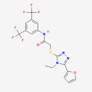 N-[3,5-bis(trifluoromethyl)phenyl]-2-[[4-ethyl-5-(furan-2-yl)-1,2,4-triazol-3-yl]sulfanyl]acetamide