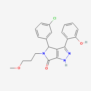molecular formula C21H20ClN3O3 B1201830 4-(3-chlorophenyl)-5-(3-methoxypropyl)-3-(6-oxo-1-cyclohexa-2,4-dienylidene)-2,4-dihydro-1H-pyrrolo[3,4-c]pyrazol-6-one 
