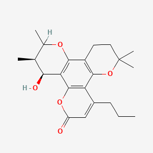 molecular formula C22H28O5 B1201831 (17R,18S)-18-hydroxy-10,10,16,17-tetramethyl-6-propyl-3,9,15-trioxatetracyclo[12.4.0.02,7.08,13]octadeca-1(14),2(7),5,8(13)-tetraen-4-one 