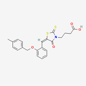 molecular formula C22H21NO4S2 B12018331 4-[(5E)-5-{2-[(4-methylbenzyl)oxy]benzylidene}-4-oxo-2-thioxo-1,3-thiazolidin-3-yl]butanoic acid 