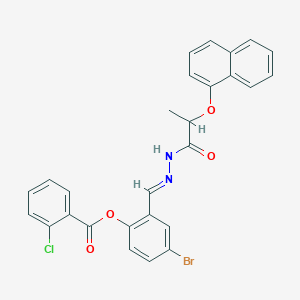 molecular formula C27H20BrClN2O4 B12018358 4-BR-2-(2-(2-(1-Naphthyloxy)propanoyl)carbohydrazonoyl)phenyl 2-chlorobenzoate CAS No. 765287-81-8