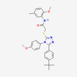 molecular formula C29H32N4O3S B12018374 2-{[5-(4-tert-butylphenyl)-4-(4-methoxyphenyl)-4H-1,2,4-triazol-3-yl]sulfanyl}-N-(2-methoxy-5-methylphenyl)acetamide 