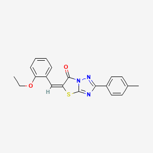 molecular formula C20H17N3O2S B12018380 (5E)-5-(2-ethoxybenzylidene)-2-(4-methylphenyl)[1,3]thiazolo[3,2-b][1,2,4]triazol-6(5H)-one CAS No. 606954-25-0