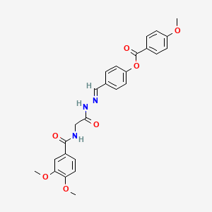 4-((2-(2-(3,4-Dimethoxybenzamido)acetyl)hydrazono)methyl)phenyl 4-methoxybenzoate