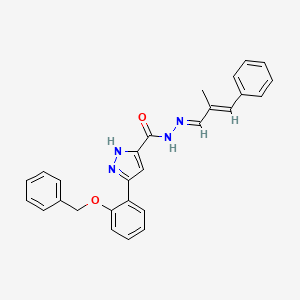 molecular formula C27H24N4O2 B12018442 5-(2-(Benzyloxy)phenyl)-N'-(2-methyl-3-phenylallylidene)-1H-pyrazole-3-carbohydrazide CAS No. 634895-29-7