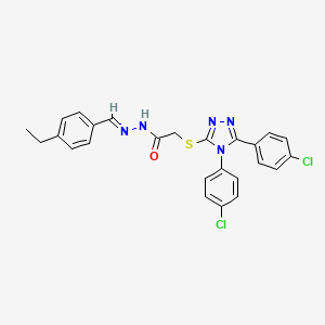 2-{[4,5-bis(4-chlorophenyl)-4H-1,2,4-triazol-3-yl]sulfanyl}-N'-[(E)-(4-ethylphenyl)methylidene]acetohydrazide