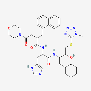 molecular formula C37H49N9O5S B1201853 N-[1-[[1-cyclohexyl-3-hydroxy-4-(1-methyltetrazol-5-yl)sulfanylbutan-2-yl]amino]-3-(1H-imidazol-5-yl)-1-oxopropan-2-yl]-4-morpholin-4-yl-2-(naphthalen-1-ylmethyl)-4-oxobutanamide CAS No. 119832-19-8