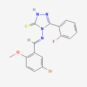 molecular formula C16H12BrFN4OS B12018561 4-((5-Bromo-2-methoxybenzylidene)amino)-3-(2-fluorophenyl)-1H-1,2,4-triazole-5(4H)-thione CAS No. 585559-35-9