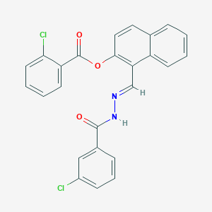 molecular formula C25H16Cl2N2O3 B12018570 [1-[(E)-[(3-chlorobenzoyl)hydrazinylidene]methyl]naphthalen-2-yl] 2-chlorobenzoate CAS No. 764692-59-3