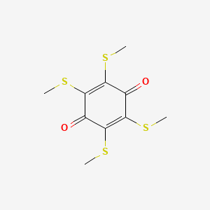 molecular formula C10H12O2S4 B1201858 2,3,5,6-Tetrakis(methylsulfanyl)cyclohexa-2,5-diene-1,4-dione CAS No. 129095-79-0