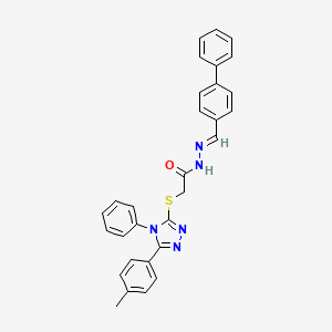 N'-[(E)-biphenyl-4-ylmethylidene]-2-{[5-(4-methylphenyl)-4-phenyl-4H-1,2,4-triazol-3-yl]sulfanyl}acetohydrazide