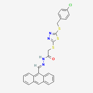 N'-[(E)-anthracen-9-ylmethylidene]-2-({5-[(4-chlorobenzyl)sulfanyl]-1,3,4-thiadiazol-2-yl}sulfanyl)acetohydrazide