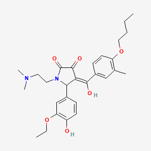 molecular formula C28H36N2O6 B12018665 4-(4-Butoxy-3-methylbenzoyl)-1-[2-(dimethylamino)ethyl]-5-(3-ethoxy-4-hydroxyphenyl)-3-hydroxy-1,5-dihydro-2H-pyrrol-2-one 