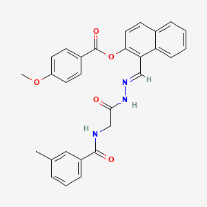 1-(2-(((3-Methylbenzoyl)amino)AC)carbohydrazonoyl)-2-naphthyl 4-methoxybenzoate