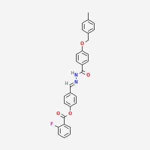 molecular formula C29H23FN2O4 B12018713 4-(2-(4-((4-Methylbenzyl)oxy)benzoyl)carbohydrazonoyl)phenyl 2-fluorobenzoate CAS No. 764652-96-2