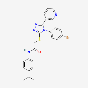 molecular formula C24H22BrN5OS B12018730 2-{[4-(4-bromophenyl)-5-(pyridin-3-yl)-4H-1,2,4-triazol-3-yl]sulfanyl}-N-[4-(propan-2-yl)phenyl]acetamide 