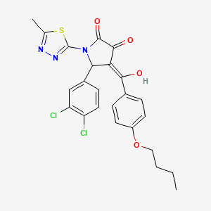 molecular formula C24H21Cl2N3O4S B12018903 4-(4-Butoxybenzoyl)-5-(3,4-dichlorophenyl)-3-hydroxy-1-(5-methyl-1,3,4-thiadiazol-2-YL)-1,5-dihydro-2H-pyrrol-2-one CAS No. 609795-70-2