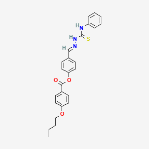 molecular formula C25H25N3O3S B12018917 4-(2-(Anilinocarbothioyl)carbohydrazonoyl)phenyl 4-butoxybenzoate CAS No. 765273-98-1