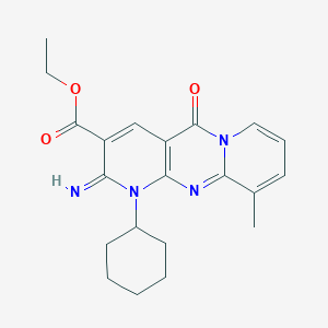 ethyl 7-cyclohexyl-6-imino-11-methyl-2-oxo-1,7,9-triazatricyclo[8.4.0.03,8]tetradeca-3(8),4,9,11,13-pentaene-5-carboxylate