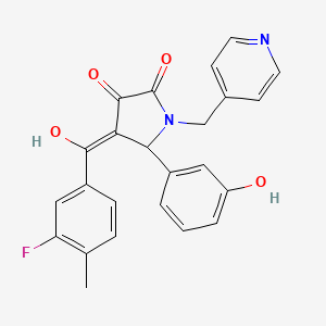 molecular formula C24H19FN2O4 B12019040 4-(3-Fluoro-4-methylbenzoyl)-3-hydroxy-5-(3-hydroxyphenyl)-1-(4-pyridinylmethyl)-1,5-dihydro-2H-pyrrol-2-one 