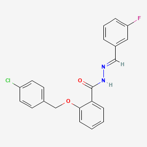 molecular formula C21H16ClFN2O2 B12019041 2-((4-Chlorobenzyl)oxy)-N'-(3-fluorobenzylidene)benzohydrazide CAS No. 769143-71-7