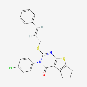 3-(4-chlorophenyl)-2-(cinnamylthio)-6,7-dihydro-3H-cyclopenta[4,5]thieno[2,3-d]pyrimidin-4(5H)-one