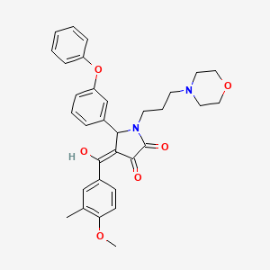 molecular formula C32H34N2O6 B12019049 3-hydroxy-4-(4-methoxy-3-methylbenzoyl)-1-[3-(4-morpholinyl)propyl]-5-(3-phenoxyphenyl)-1,5-dihydro-2H-pyrrol-2-one 