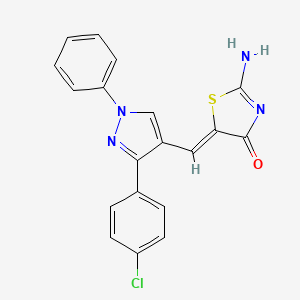 molecular formula C19H13ClN4OS B12019073 (5Z)-5-{[3-(4-chlorophenyl)-1-phenyl-1H-pyrazol-4-yl]methylidene}-2-imino-1,3-thiazolidin-4-one CAS No. 623935-97-7