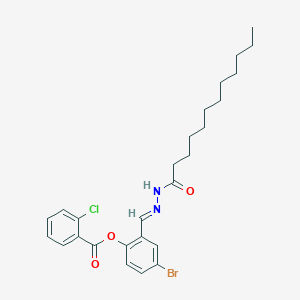 molecular formula C26H32BrClN2O3 B12019074 4-Bromo-2-(2-dodecanoylcarbohydrazonoyl)phenyl 2-chlorobenzoate CAS No. 765910-26-7