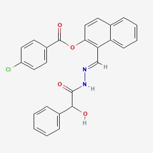 1-(2-(Hydroxy(phenyl)acetyl)carbohydrazonoyl)-2-naphthyl 4-chlorobenzoate