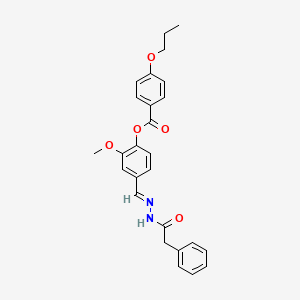 2-Methoxy-4-(2-(phenylacetyl)carbohydrazonoyl)phenyl 4-propoxybenzoate