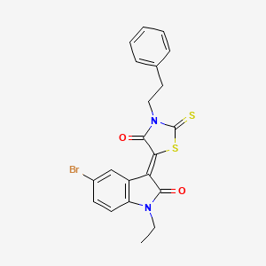 molecular formula C21H17BrN2O2S2 B12019179 5-(5-Bromo-1-ethyl-2-oxoindolin-3-ylidene)-3-phenethyl-2-thioxothiazolidin-4-one CAS No. 617697-75-3