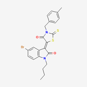 molecular formula C23H21BrN2O2S2 B12019242 5-(5-Bromo-1-butyl-2-oxoindolin-3-ylidene)-3-(4-methylbenzyl)-2-thioxothiazolidin-4-one CAS No. 618075-24-4