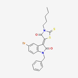 (3Z)-1-benzyl-5-bromo-3-(4-oxo-3-pentyl-2-thioxo-1,3-thiazolidin-5-ylidene)-1,3-dihydro-2H-indol-2-one