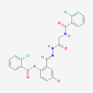 4-BR-2-(2-(((2-Chlorobenzoyl)amino)AC)carbohydrazonoyl)phenyl 2-chlorobenzoate