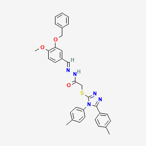 N'-{(E)-[3-(benzyloxy)-4-methoxyphenyl]methylidene}-2-{[4,5-bis(4-methylphenyl)-4H-1,2,4-triazol-3-yl]sulfanyl}acetohydrazide