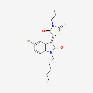 (3Z)-5-bromo-1-hexyl-3-(4-oxo-3-propyl-2-thioxo-1,3-thiazolidin-5-ylidene)-1,3-dihydro-2H-indol-2-one