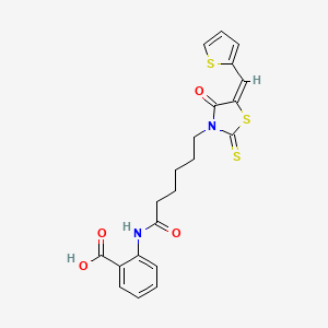 2-({6-[(5E)-4-Oxo-5-(2-thienylmethylene)-2-thioxo-1,3-thiazolidin-3-YL]hexanoyl}amino)benzoic acid