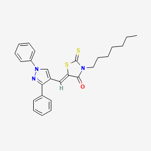 (5Z)-5-[(1,3-Diphenyl-1H-pyrazol-4-YL)methylene]-3-heptyl-2-thioxo-1,3-thiazolidin-4-one