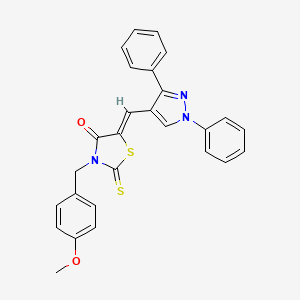 (5Z)-5-[(1,3-diphenyl-1H-pyrazol-4-yl)methylene]-3-(4-methoxybenzyl)-2-thioxo-1,3-thiazolidin-4-one