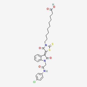 11-[(5Z)-5-[1-[2-(4-chloroanilino)-2-oxoethyl]-2-oxoindol-3-ylidene]-4-oxo-2-sulfanylidene-1,3-thiazolidin-3-yl]undecanoic acid