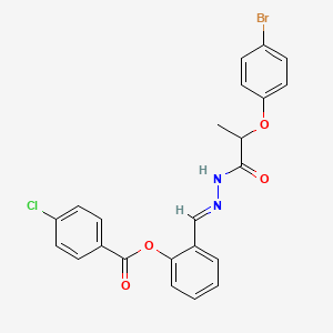 [2-[(E)-[2-(4-bromophenoxy)propanoylhydrazinylidene]methyl]phenyl] 4-chlorobenzoate