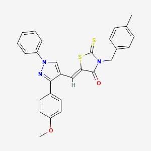 molecular formula C28H23N3O2S2 B12019714 (5Z)-5-{[3-(4-Methoxyphenyl)-1-phenyl-1H-pyrazol-4-YL]methylene}-3-(4-methylbenzyl)-2-thioxo-1,3-thiazolidin-4-one CAS No. 623934-83-8