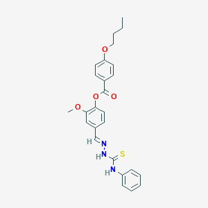 molecular formula C26H27N3O4S B12019799 4-(2-(Anilinocarbothioyl)carbohydrazonoyl)-2-methoxyphenyl 4-butoxybenzoate CAS No. 765274-42-8