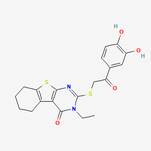 2-{[2-(3,4-dihydroxyphenyl)-2-oxoethyl]sulfanyl}-3-ethyl-5,6,7,8-tetrahydro[1]benzothieno[2,3-d]pyrimidin-4(3H)-one