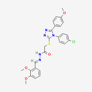 molecular formula C26H24ClN5O4S B12019888 2-{[4-(4-chlorophenyl)-5-(4-methoxyphenyl)-4H-1,2,4-triazol-3-yl]sulfanyl}-N'-[(E)-(2,3-dimethoxyphenyl)methylidene]acetohydrazide 